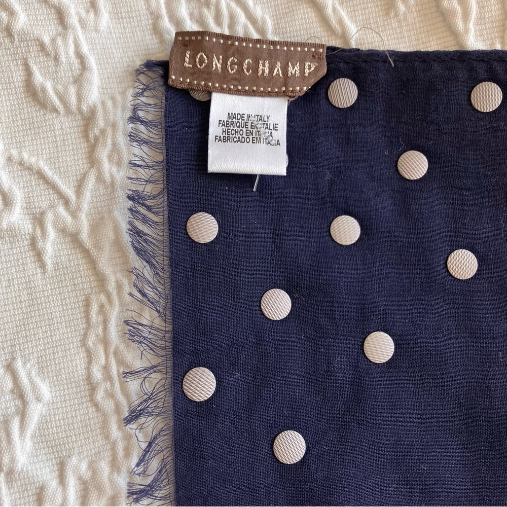Longchamp Dark Blue Scarf Made in Italy